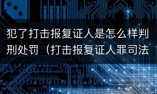 犯了打击报复证人是怎么样判刑处罚（打击报复证人罪司法解释）