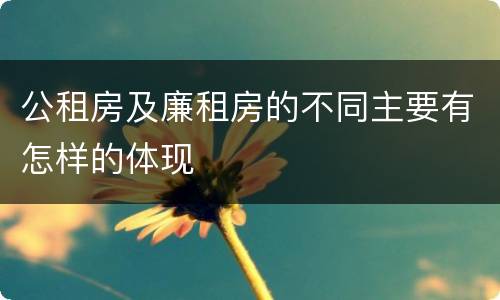 公租房及廉租房的不同主要有怎样的体现