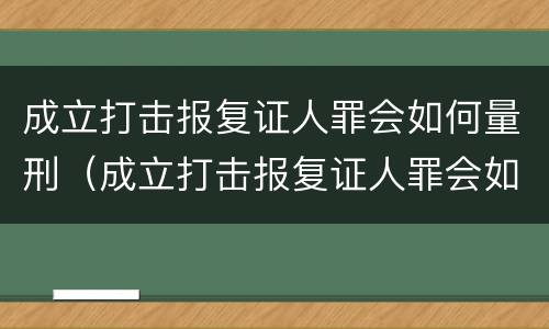成立打击报复证人罪会如何量刑（成立打击报复证人罪会如何量刑呢）