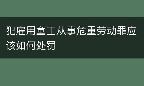犯雇用童工从事危重劳动罪应该如何处罚