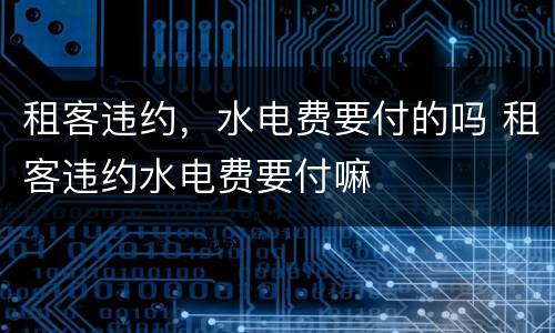 租客违约，水电费要付的吗 租客违约水电费要付嘛
