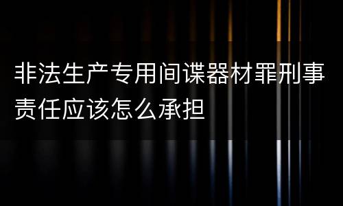 非法生产专用间谍器材罪刑事责任应该怎么承担