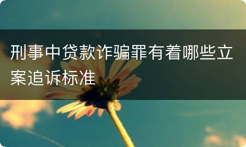 刑事中贷款诈骗罪有着哪些立案追诉标准