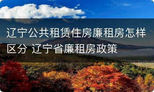 辽宁公共租赁住房廉租房怎样区分 辽宁省廉租房政策