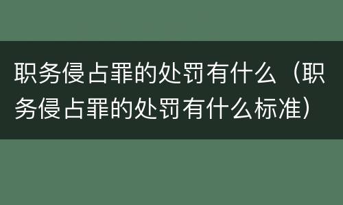 职务侵占罪的处罚有什么（职务侵占罪的处罚有什么标准）
