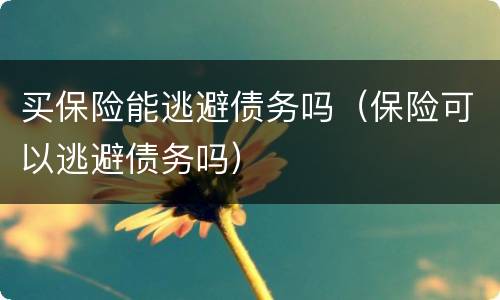 买保险能逃避债务吗（保险可以逃避债务吗）