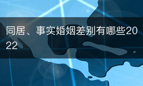同居、事实婚姻差别有哪些2022