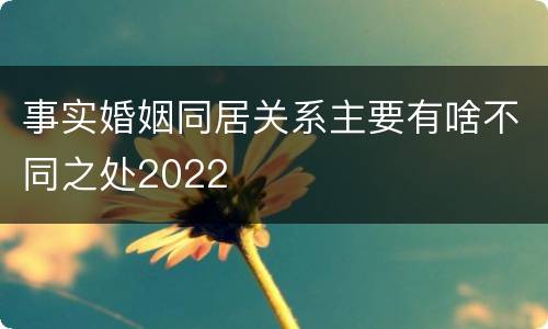事实婚姻同居关系主要有啥不同之处2022