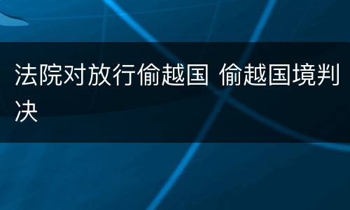 法院对放行偷越国 偷越国境判决