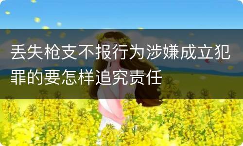 丢失枪支不报行为涉嫌成立犯罪的要怎样追究责任