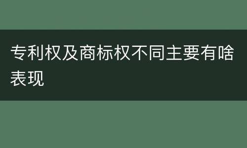 专利权及商标权不同主要有啥表现
