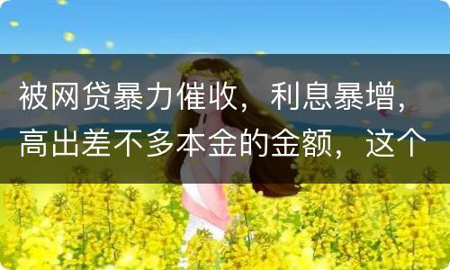 被网贷暴力催收，利息暴增，高出差不多本金的金额，这个能怎么办