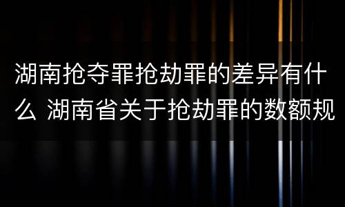 湖南抢夺罪抢劫罪的差异有什么 湖南省关于抢劫罪的数额规定