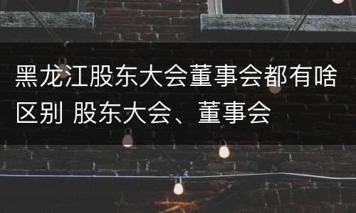 黑龙江股东大会董事会都有啥区别 股东大会、董事会