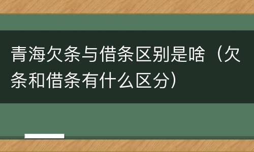 青海欠条与借条区别是啥（欠条和借条有什么区分）