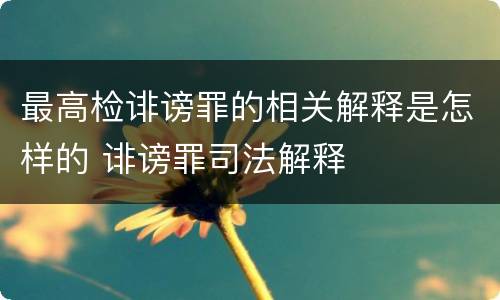 最高检诽谤罪的相关解释是怎样的 诽谤罪司法解释