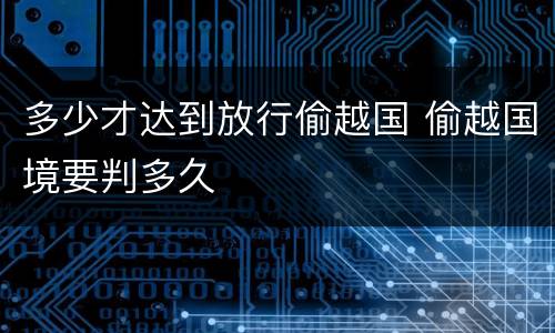 多少才达到放行偷越国 偷越国境要判多久