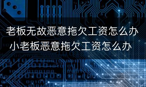 老板无故恶意拖欠工资怎么办 小老板恶意拖欠工资怎么办
