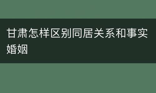 甘肃怎样区别同居关系和事实婚姻