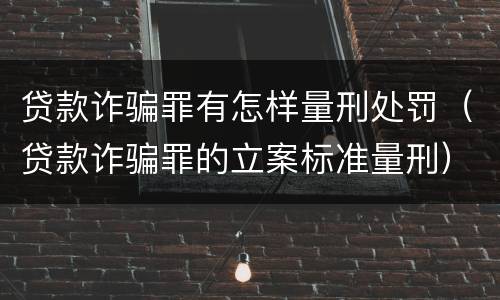 贷款诈骗罪有怎样量刑处罚（贷款诈骗罪的立案标准量刑）