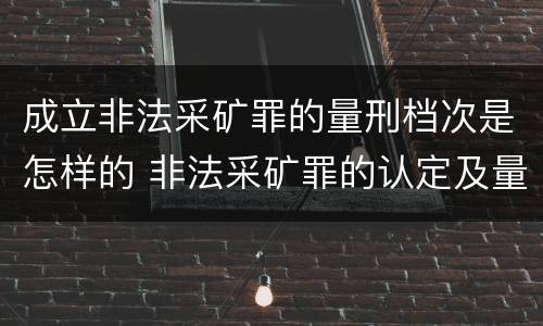 成立非法采矿罪的量刑档次是怎样的 非法采矿罪的认定及量刑标准