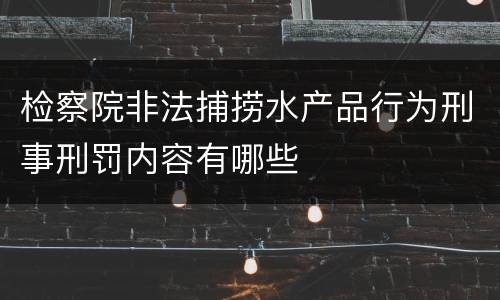 检察院非法捕捞水产品行为刑事刑罚内容有哪些