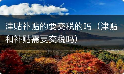 津贴补贴的要交税的吗（津贴和补贴需要交税吗）