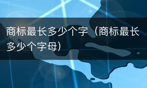 商标最长多少个字（商标最长多少个字母）