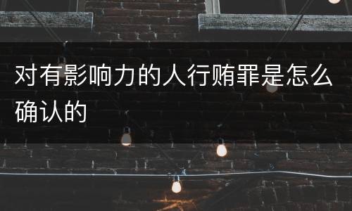 对有影响力的人行贿罪是怎么确认的