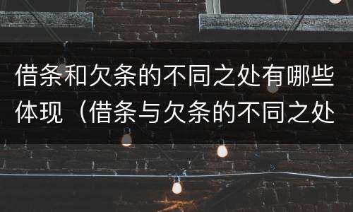 借条和欠条的不同之处有哪些体现（借条与欠条的不同之处）