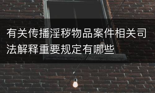 有关传播淫秽物品案件相关司法解释重要规定有哪些