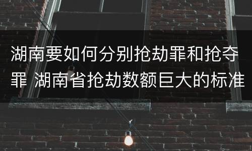 湖南要如何分别抢劫罪和抢夺罪 湖南省抢劫数额巨大的标准