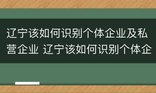 辽宁该如何识别个体企业及私营企业 辽宁该如何识别个体企业及私营企业名称