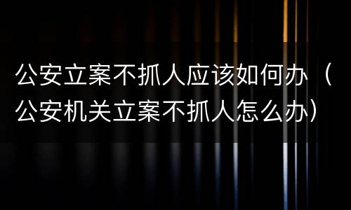 公安立案不抓人应该如何办（公安机关立案不抓人怎么办）