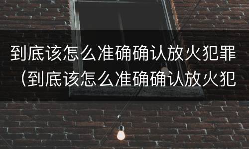 到底该怎么准确确认放火犯罪（到底该怎么准确确认放火犯罪呢）