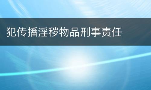 犯传播淫秽物品刑事责任