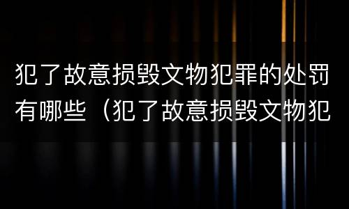 犯了故意损毁文物犯罪的处罚有哪些（犯了故意损毁文物犯罪的处罚有哪些标准）