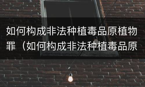 如何构成非法种植毒品原植物罪（如何构成非法种植毒品原植物罪）