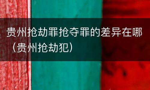 贵州抢劫罪抢夺罪的差异在哪（贵州抢劫犯）