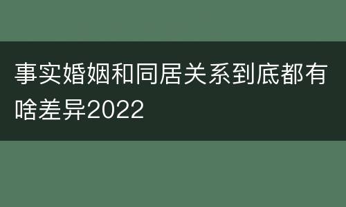 事实婚姻和同居关系到底都有啥差异2022