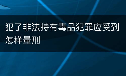 犯了非法持有毒品犯罪应受到怎样量刑