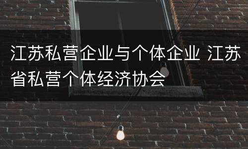 江苏私营企业与个体企业 江苏省私营个体经济协会