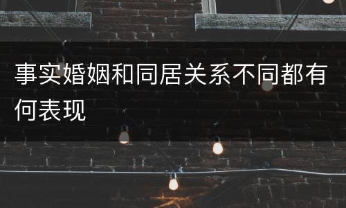 事实婚姻和同居关系不同都有何表现