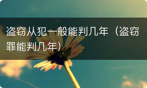 盗窃从犯一般能判几年（盗窃罪能判几年）
