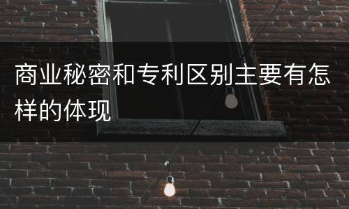 商业秘密和专利区别主要有怎样的体现