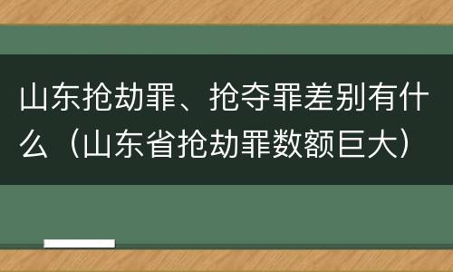 山东抢劫罪、抢夺罪差别有什么（山东省抢劫罪数额巨大）