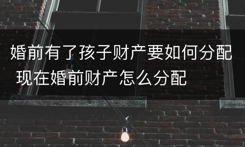 婚前有了孩子财产要如何分配 现在婚前财产怎么分配