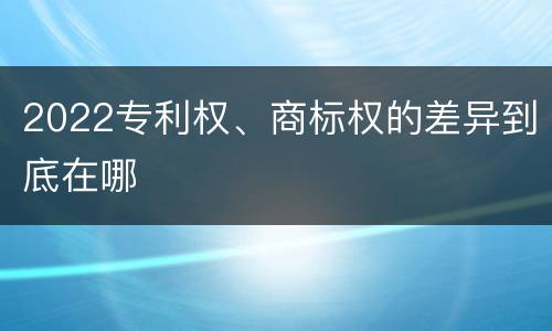 2022专利权、商标权的差异到底在哪