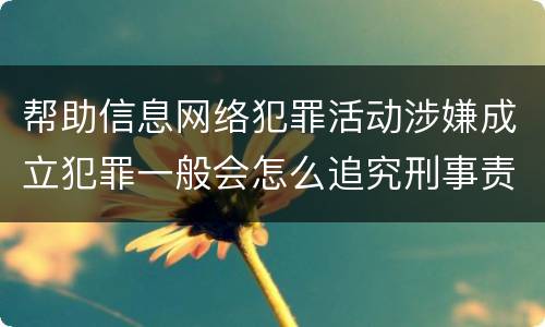 帮助信息网络犯罪活动涉嫌成立犯罪一般会怎么追究刑事责任