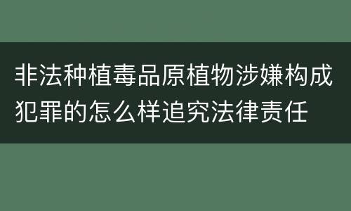 非法种植毒品原植物涉嫌构成犯罪的怎么样追究法律责任